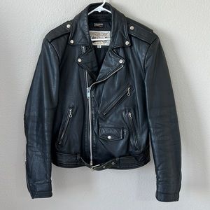 Thinsulate Open Road Black Motorcycle Leather Jacket Size 40